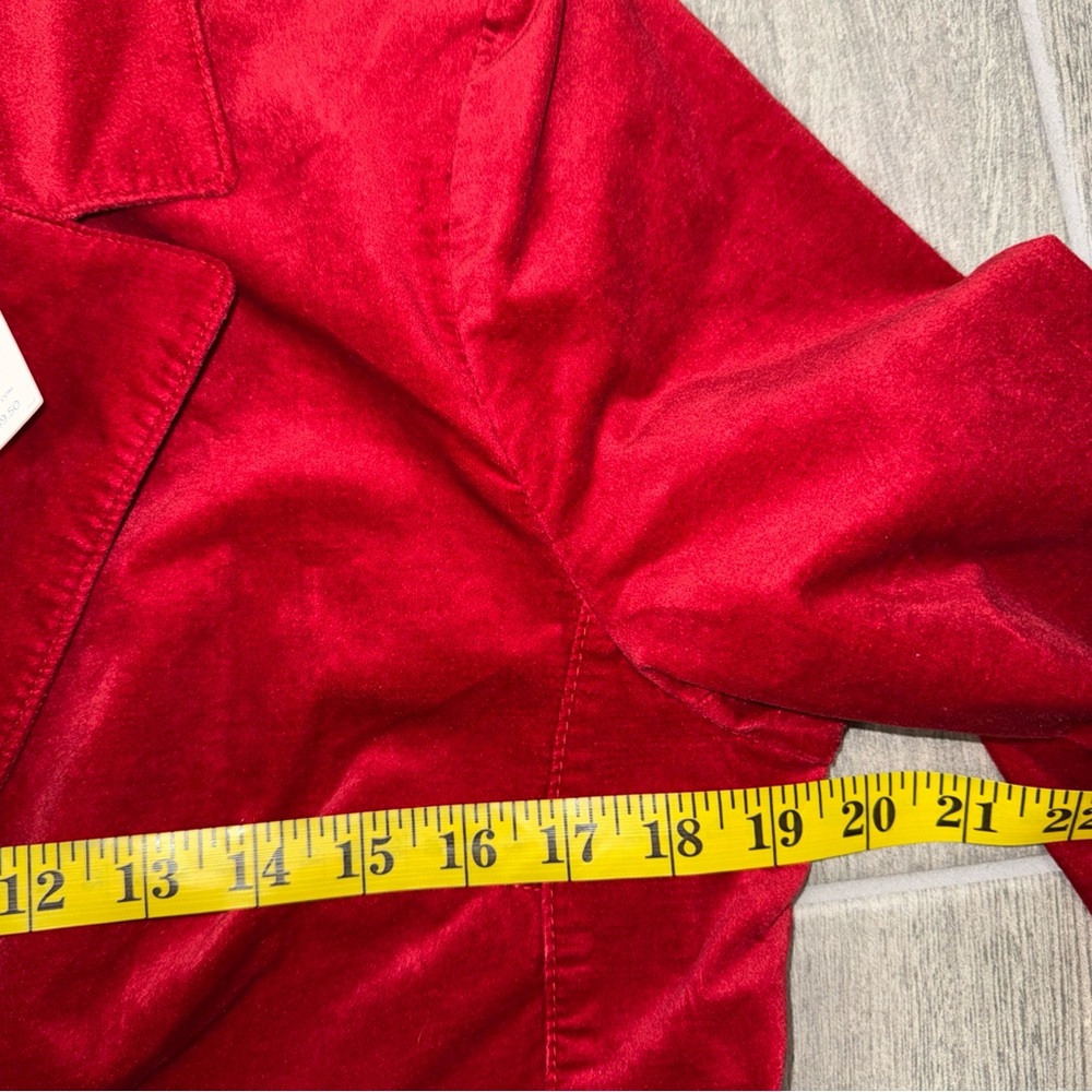 Chico’s Allure Velvet Blazer Women’s 2 Red Single Breasted One Button Office - Picture 8 of 10